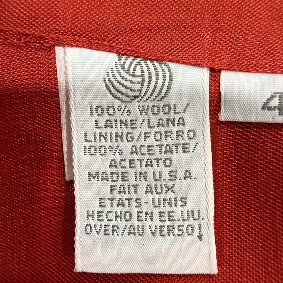 Liz Claiborne 100% Red Wool Double Breasted Blazer Vtg Gold Buttons Women Size 4 - Picture 5 of 7